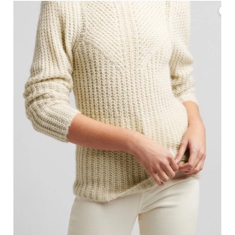 Express Womens S Cream Chunky Knit Mock Neck Cotton Wool Sweater Pullover NWT